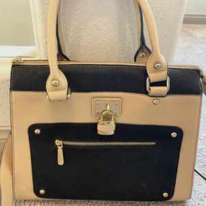 Cute Navy/Tan Satchel Handbag gently used.